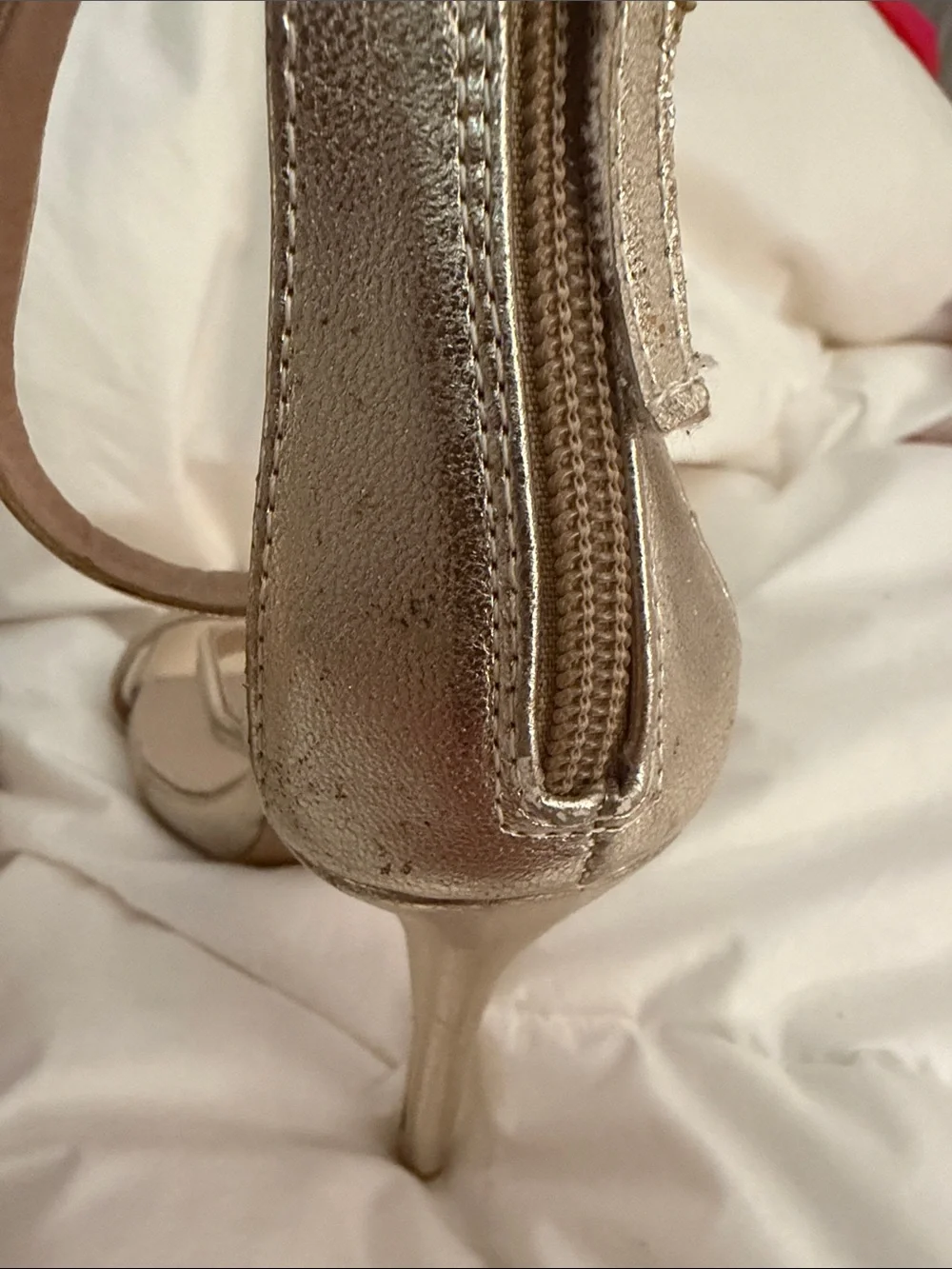 Gold Metallic Strappy High Heel Sandals